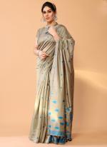 Chanderi Silk Green Party Wear Weaving Saree